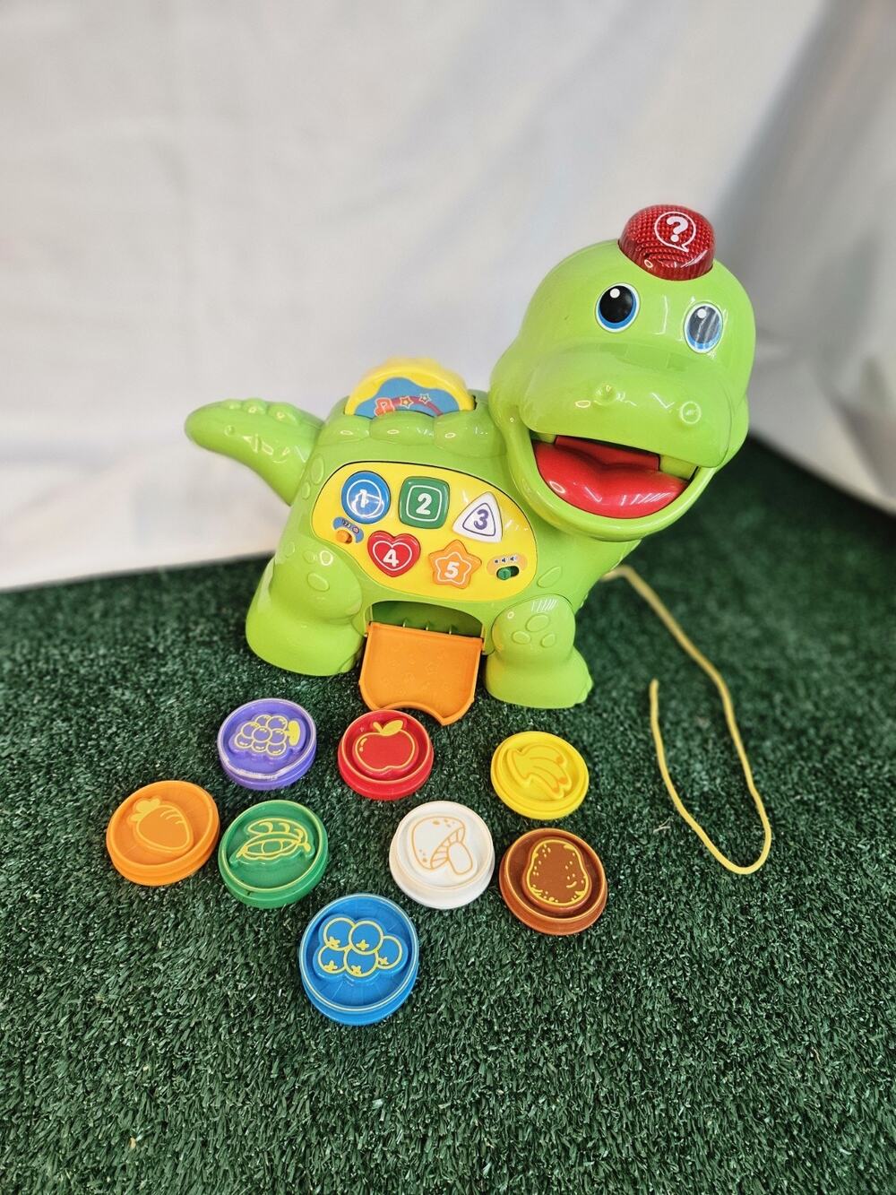 VTech Chomp and Count Dino w/ 8 food coins included Music & Sound Tested Works